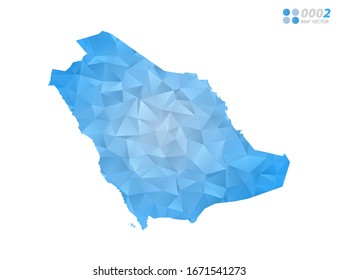 Vector Saudi Arabia map blue polygon triangle mosaic with white background. style gradient.