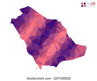 Vector of Saudi Arabia map colorful polygon red triangle mosaic with white background. style gradient.