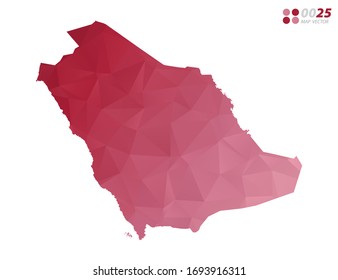 Vector of Saudi Arabia map red polygon triangle mosaic with white background. style gradient.