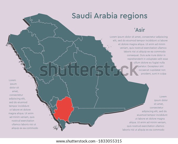 Vector Saudi\
Arabia map and region Asir isolated on background. East country\
template for pattern, report, infographic, banner. Asia nation\
business silhouette sign\
concept.