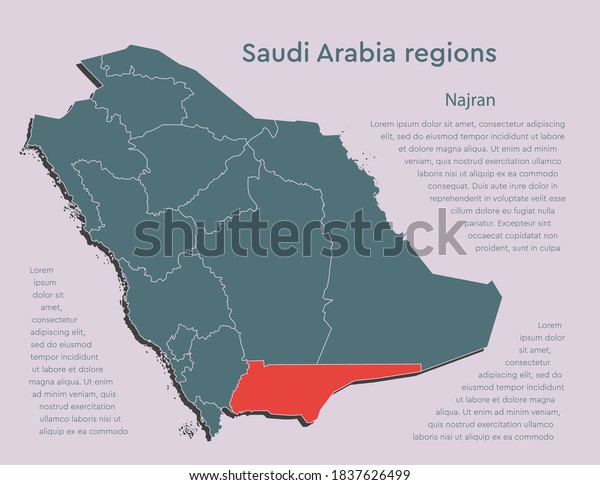 Vector Saudi
Arabia map and region Najran isolated on background. East country
template for pattern, report, infographic, banner. Asia nation
business silhouette sign
concept.