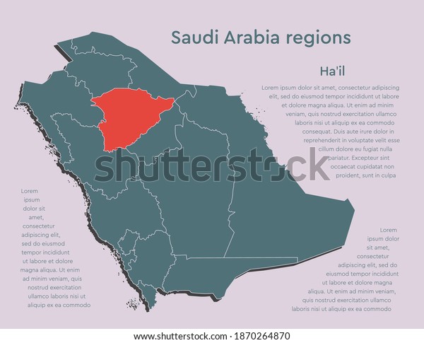 Vector Saudi\
Arabia map and region Hail isolated on background. East country\
template for pattern, report, infographic, banner. Asia nation\
business silhouette sign\
concept.