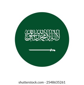 Icono del Vector de la Bandera Nacional de Arabia Saudita. Bandera redonda de Arabia Saudita.