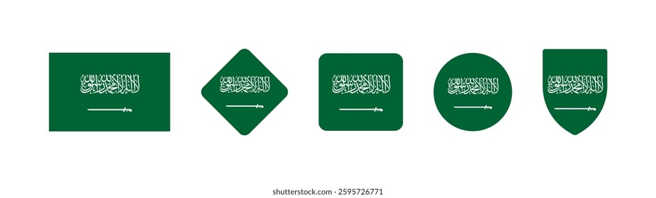 
Vector Saudi Arabia National Flag icon collection. Flag set of Saudi Arabia various styles.