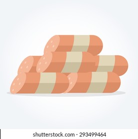 Vector sausage flat illustration