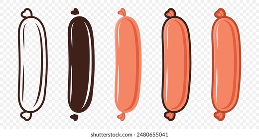 Vector Sausage Icon Set. Cartoon Sausage Symbol, Isolated. Sausages Flat Vector Illustration