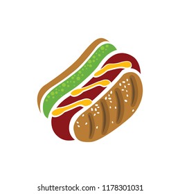 vector sausage illustration- hot dog meal, fast food icon