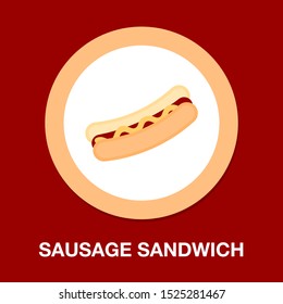 vector sausage illustration- hot dog meal, fast food icon