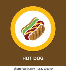 vector sausage illustration- hot dog meal, fast food icon