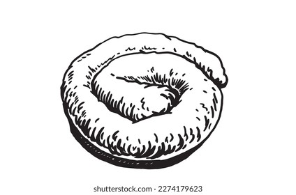 Vector sausage isolated on white background, butchery product. Meat element for design