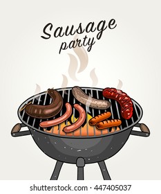 Vector Sausage on Grill