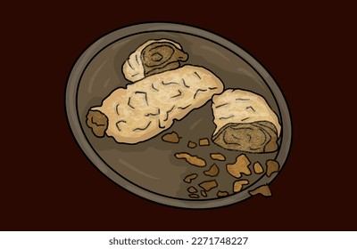 Vector sausage roll food illustration cartoon in doodle style