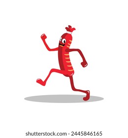 Vector sausage walking with a happy face, great for logos, social media and more
