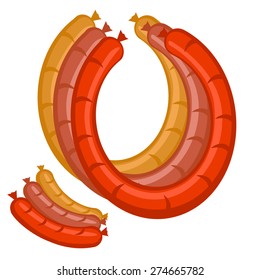 vector sausages in bright colors 