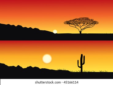 Vector savanna. Safari