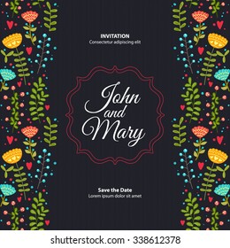 Vector save the date floral card.