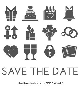 Vector save the date set. Flat design.