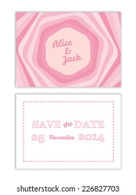 Vector Save the Date wedding invitation elegant card in pastel colors with abstract geometric background