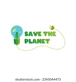 Vector save environment, renewable energy and green earth for environmental campaign.