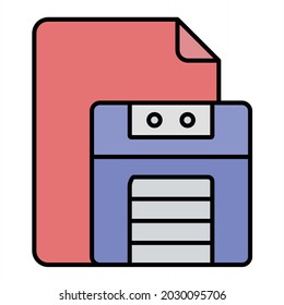 Vector Save File Filled Outline Icon Design
