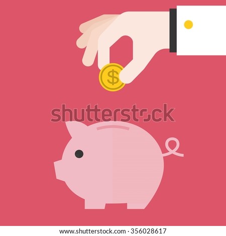 Vector save money piggy bank, flat design