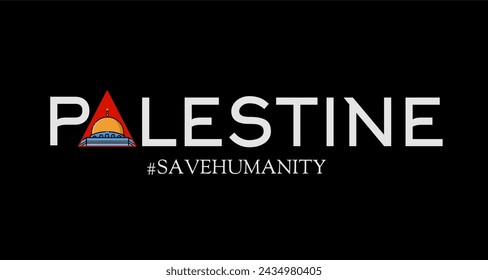 vector of save palestine with al aqsa mosque perfect for print, apparel, etc