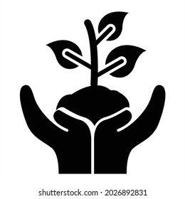 Vector Save the Plant Glyph Icon Design
