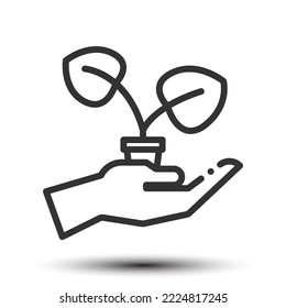 Vector save plant outline icon on the empty white background, global and climate change concept, 64x64 pixel perfect for website UI media, mobile application, poster design