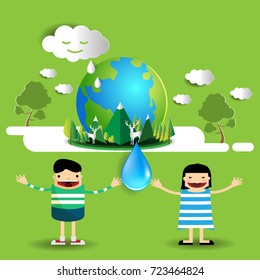 Vector of save water concept design and eco friendly global environment information illustration eps 10