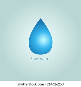 Vector save water illustration with blue water drop