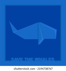 Vector: Salven a las ballenas y al mar con el concepto de corte de papel.