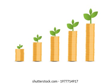 vector saving investment on isolate background, growing money, saving concept, goal achievement saving, saving step