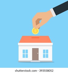 Vector saving money concept,save money for buy home