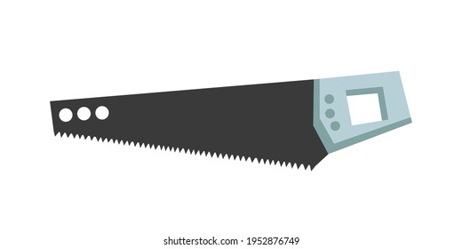 Vector saw illustration.  Cartoon style summer garden element. Grey shades handle saw. Vector stock illustration.