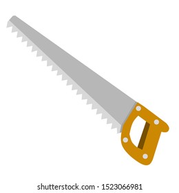 Vector saws, equipment for construction work. Metal slats and brown plastic handles. Vector illustration in cartoon style.