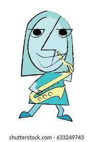 Vector - Saxophone jazz player abstract cartoon