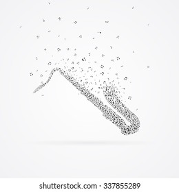 Vector of saxophone made from floating notes.