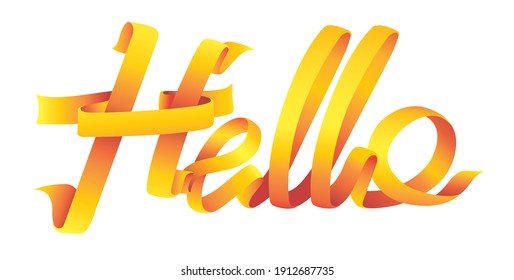 Vector say Hello ribbon wording 