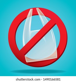 Vector say no to plastic bags for stop plastic pollution concept.