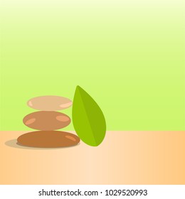 Vector sbeautiful. Stones and green leaves spa illustration