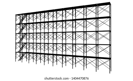 Vector of Scaffolding frame 5 floors Japanese standard type isolated on white background. Can be fill dimension or other safety standard by user. Use for construction content or scaffolding vendor.