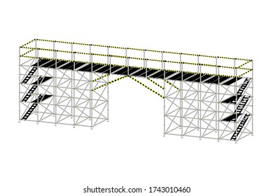 andamio vectorial, fondo blanco, utilizado en áreas de construcción.