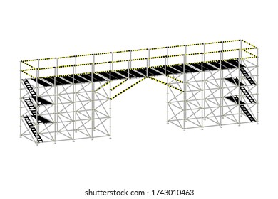 vector scaffolding, white background, used in construction areas.
