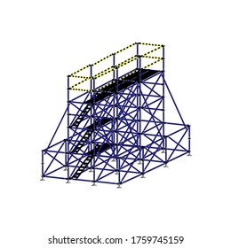 andamio vectorial, fondo blanco, utilizado en áreas de construcción.