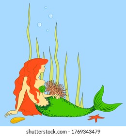 Dibujo de color escalable vectorial de una sirena