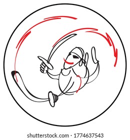 Vector scalable drawing of a fighting samurai.