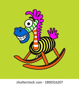 Vector scalable drawing of funny toy zebra