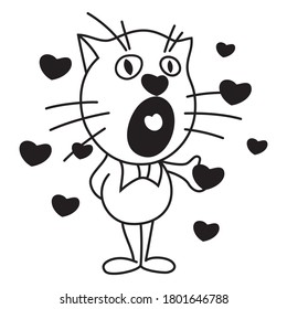 Vector scalable drawing of singing cat