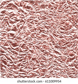 Vector scalable golden foil background. Rose Gold crumpled metallic texture. Trendy cropper - pink quartz color. Template for party and birthday decor, wedding, invitation, web, banner, card.