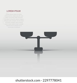 Vector scale weigher icon in flat style. Weigher sign illustration pictogram. Balance business concept.